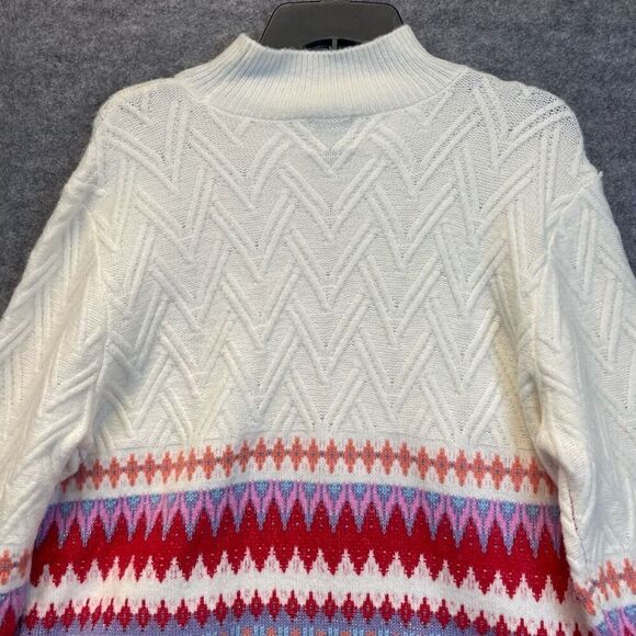 NWT ST. JOHN'S BAY Sweater Women’s XL Multicolor Fair Isle Cable Knit Pullover - Picture 11 of 16